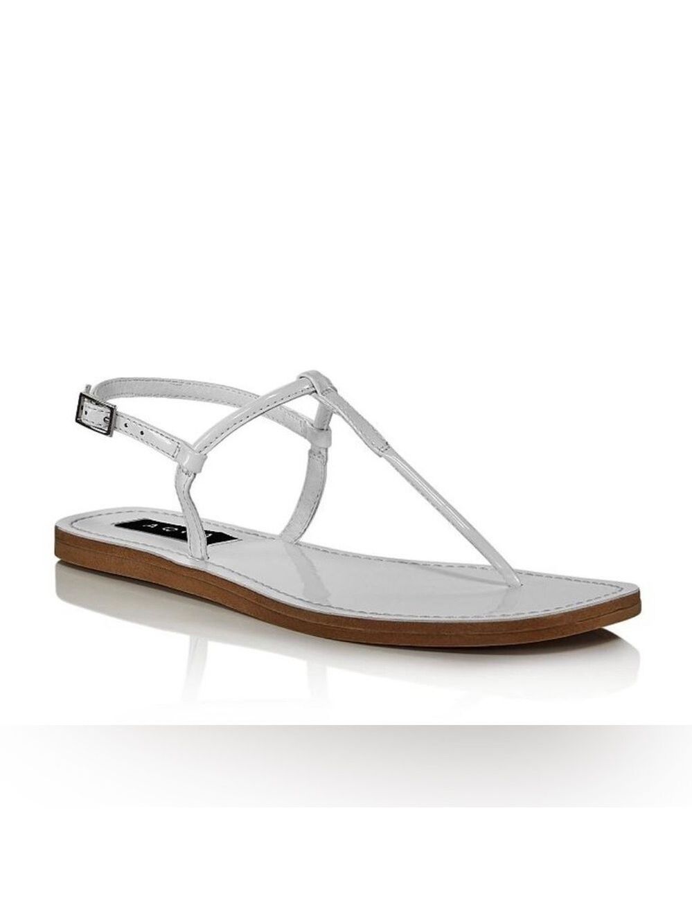 Nib AQUA Zen Patent Slingback Flat Sandals in White
